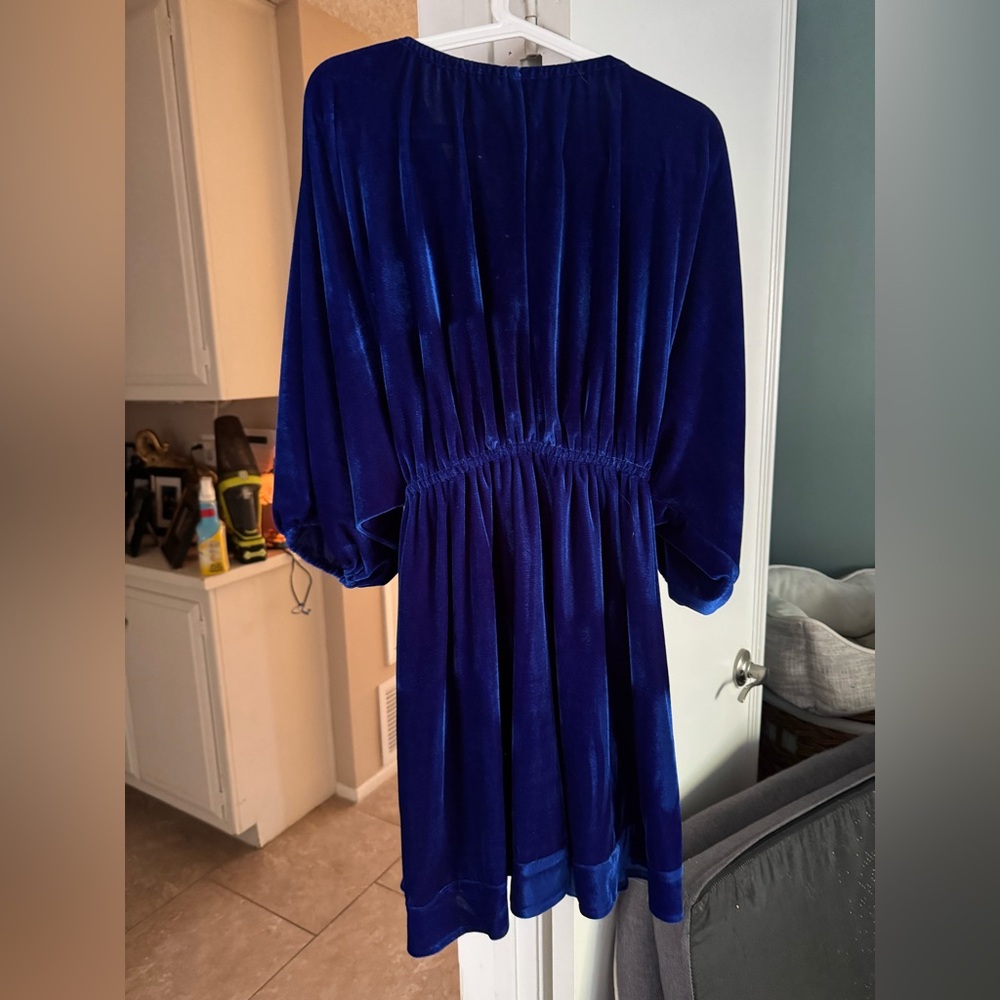 Elegant Blue Velvet Dress